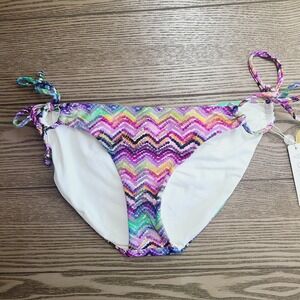 Vitamin A Michaela Reversible Tie-Side Bikini Bottom S Colorful/White Wave Print